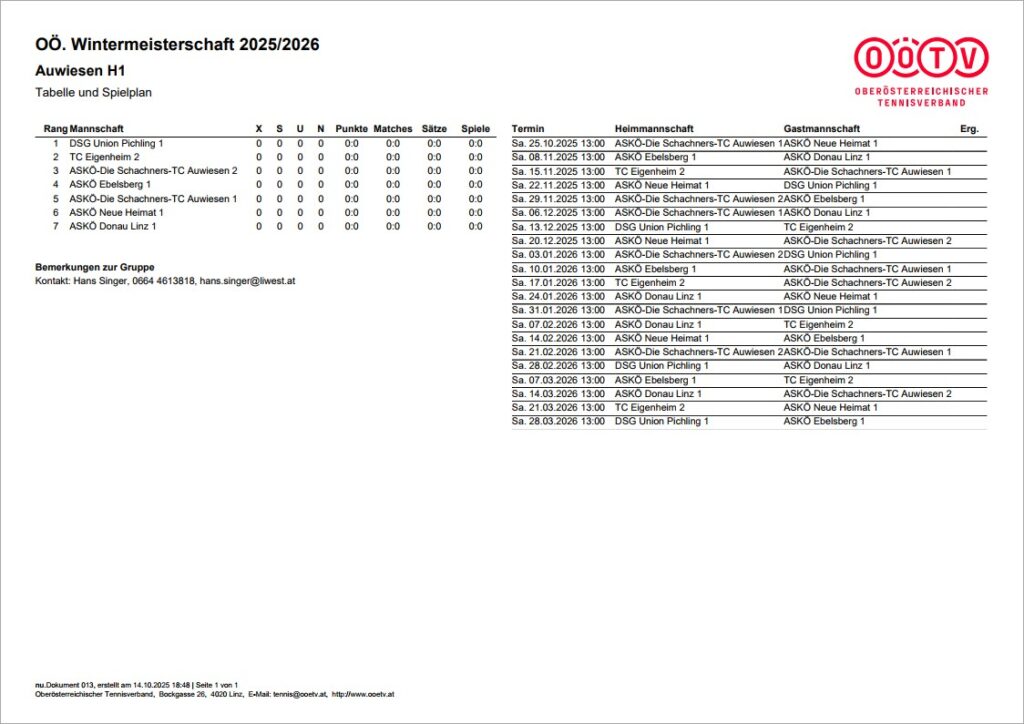 Spielplan 25/26